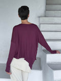 asymmetrical lightweight rayon jersey jam long sleeve top #color_jam
