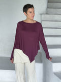 asymmetrical lightweight rayon jersey jam long sleeve top #color_jam