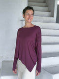 asymmetrical lightweight rayon jersey jam long sleeve top #color_jam