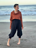 caraucci black cotton one-piece jogger leg jumper #color_black