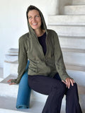 caraucci women's green bamboo fleece zipper hoodie jacket with 2 front pockets #color_forest