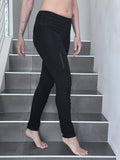 women's bamboo spandex pants with raised stitch details and 2 zipper pockets #color_black