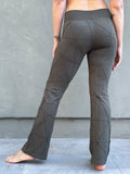 caraucci women's forest green textured bamboo boot cut pants #color_forest