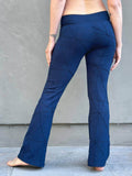 caraucci women's navy blue textured bamboo boot cut pants #color_navy