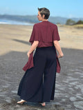 caraucci  jersey convertible maroon wrap vest can be worn multiple way #color_wine