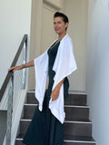 caraucci convertible white wrap vest can be worn multiple way #color_white