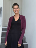 women's plant based rayon jersey loose fit purple dolman sleeve shrug with thumbholes #color_jam