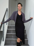 caraucci women's lightweight plant based rayon jersey steel grey loose fit shrug #color_steel