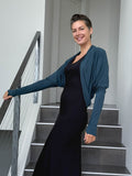 women's plant based rayon jersey loose fit teal blue dolman sleeve shrug with thumbholes #color_teal