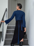 caraucci women's rayon jersey navy blue long sleeve ballet wrap shrug #color_navy