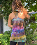 Medium Ice Dyed Organic Cotton Racerback Cowl/Hooded Tunic
