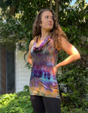 Medium Ice Dyed Organic Cotton Racerback Cowl/Hooded Tunic