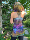 Medium Ice Dyed Organic Cotton Racerback Cowl/Hooded Tunic
