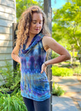 Medium Ice Dyed Organic Cotton Racerback Cowl/Hooded Tunic