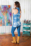 Cowl Neck/Hoodie Tunic - w/indigo shibori