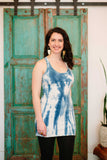 Racerback Tank/Tunic Top  - w/indigo shibori