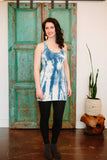 Racerback Tank/Tunic Top  - w/indigo shibori