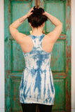 Racerback Tank/Tunic Top  - w/indigo shibori