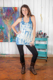 Racerback Tank/Tunic Top  - w/indigo shibori