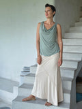 carrie top carrie top caraucci women's lightweight rayon jersey sage green draped neck tank top #color_moss