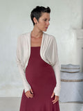 women's plant based rayon jersey loose fit cream dolman sleeve shrug with thumbholes #color_cream