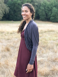 caraucci women's lightweight plant based rayon jersey steel grey loose fit shrug #color_steel
