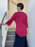 women's lightweight jersey red 3/4 sleeve v-neck kurta tunic #color_scarlet