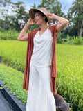 caraucci plant-based rayon jersey convertible burnt orange copper wrap vest can be worn multiple way #color_copper
