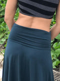 women's plant based rayon jersey stretchy teal blue midi skirt #color_teal