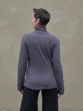 caraucci bamboo cotton fleece steel gray asymmetrical zipper jacket with pockets #color_steel