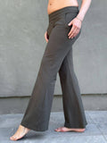 women's bamboo spandex full length forest green pants with two front and back pockets #color_forest