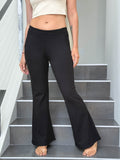 caraucci bamboo black flare-leg pants with two front and back pockets #color_black