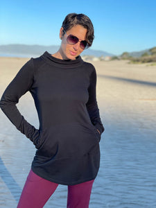 caraucci women's army green bamboo cotton fleece pullover with kangaroo pocket #color_forest
