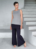 women's natural stretchy rayon jersey skirt-over flow pants #color_black