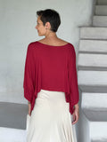 carauccI women's natural rayon jersey loose fit wide neck scarlet red top  #color_scarlet