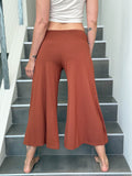 caraucci women's burnt orange wide leg cropped flare pants #color_copper