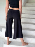 caraucci women's plant-based rayon jersey cropped black wide leg pants #color_black