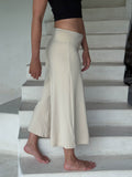 caraucci women's plant-based rayon jersey cropped cream wide leg pants #color_cream
