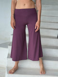 caraucci women's plant-based rayon jersey cropped purple wide leg pants #color_jam