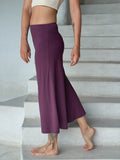 caraucci women's plant-based rayon jersey cropped purple wide leg pants #color_jam