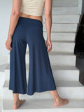 caraucci women's plant-based rayon jersey cropped navy wide leg pants #color_navy