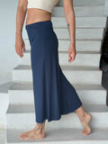 caraucci women's plant-based rayon jersey cropped navy wide leg pants #color_navy