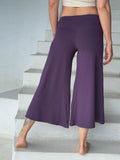 caraucci women's plant-based rayon jersey cropped purple wide leg pants #color_plum