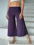 caraucci women's plant-based rayon jersey cropped purple wide leg pants #color_plum