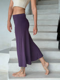 caraucci women's plant-based rayon jersey cropped purple wide leg pants #color_plum