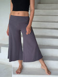 caraucci women's plant-based rayon jersey cropped steel grey wide leg pants #color_steel