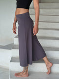 caraucci women's plant-based rayon jersey cropped steel grey wide leg pants #color_steel