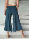 caraucci women's plant-based rayon jersey cropped teal blue wide leg pants #color_teal