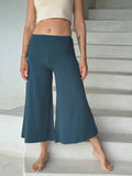 caraucci women's plant-based rayon jersey cropped teal blue wide leg pants #color_teal