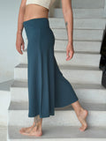 caraucci women's plant-based rayon jersey cropped teal blue wide leg pants #color_teal